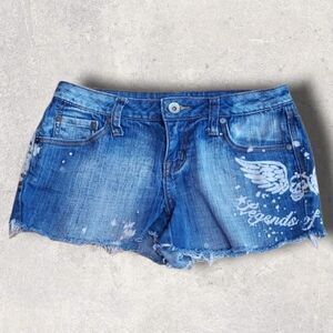 VANA DI EMBELLISHED CUT-OFF DENIM JEAN SHORTS